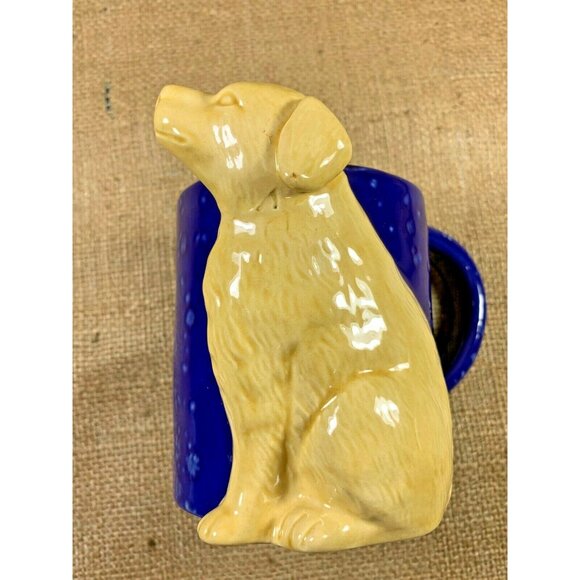 Golden Retriever 3D Mug Blue Speckled Coffee Mug with Applied Ceramic Dog - Picture 5 of 7